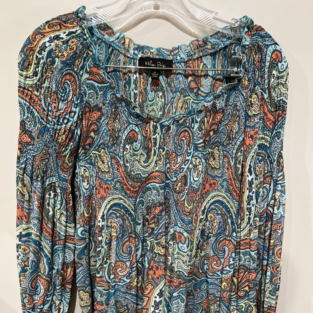 MELISSA PAGE WOMAN LONG SLEEVE MULTI-COLOR CASUAL BLOUSE Tunic Medium